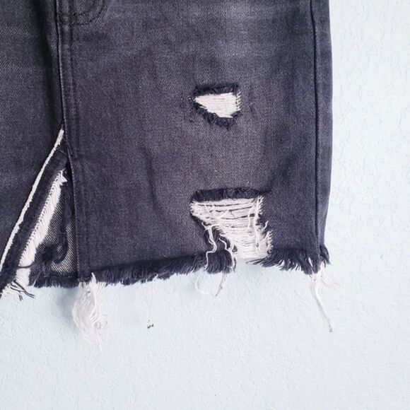 Free People Black Denim Skirt - Picture 2 of 6
